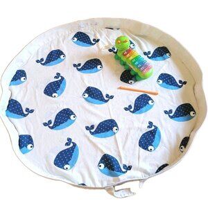 3 Sprouts large Play Mat - toy storage holder Canvas w/ blue whales mat only
